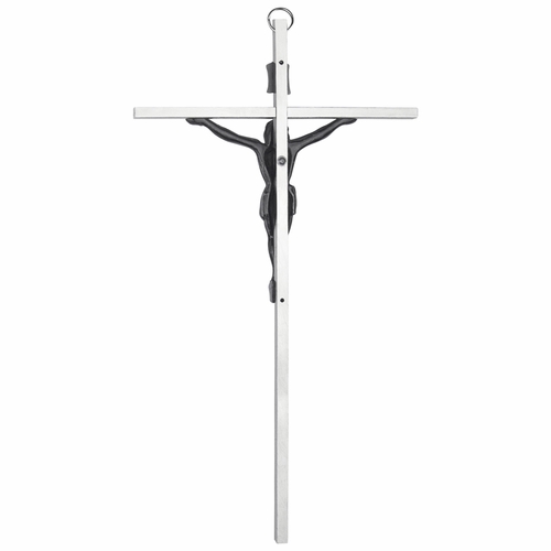 10 Inch Silver Plated Metal Wall Crucifix