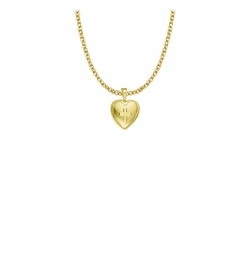 11/16 Inch 18KT Gold Plated Over Sterling Silver Engraved Cross on Heart Locket Necklace
