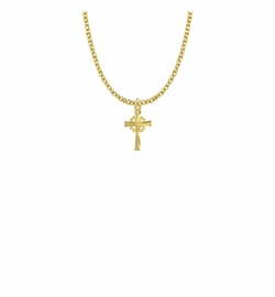 11/16 Inch 18KT Gold Plated Over Sterling Silver Filigree and Flared Cross Necklace