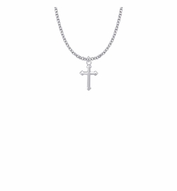 11/16 Inch Sterling Silver Budded Ends Cross Necklace