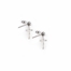 11/16 Inch Sterling Silver Crystal CZ Stone Cross Earrings
