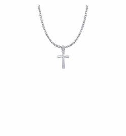 11/16 Inch Sterling Silver Flared and Engraved Cross Necklace