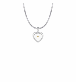11/16 Inch Sterling Silver Mustard Seed Heart Necklace