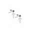 11/16 Inch Sterling Silver Sapphire CZ Stone Cross Earrings