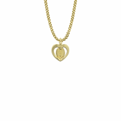 11/16 Inch Two-Tone 18KT Gold Plated Over Sterling Silver Pierced Heart Miraculous Medal