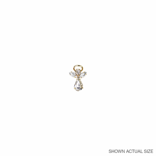 11/16 x 7/16 Inch Gold Plated April Crystal Birthstone Angel Lapel Pin