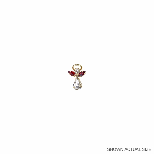 11/16 x 7/16 Inch Gold Plated January Garnet Birthstone Angel Lapel Pin
