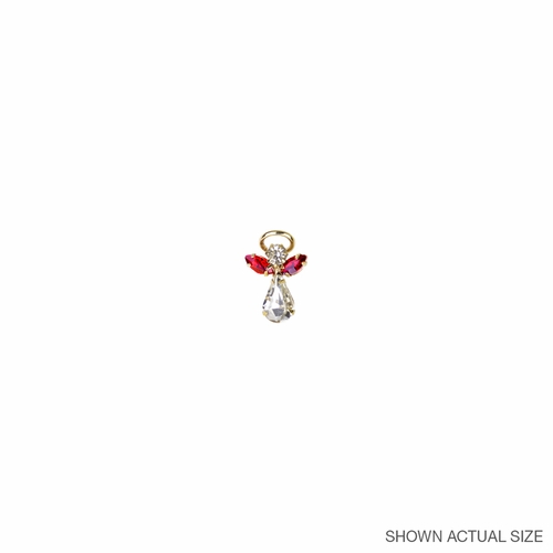 11/16 x 7/16 Inch Gold Plated July Ruby Birthstone Angel Lapel Pin