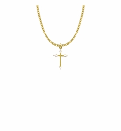13/16 Inch 18KT Gold Plated Over Sterling Silver Pointed Ends Cross Necklace