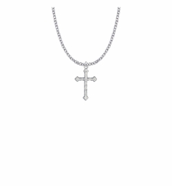 13/16 Inch Sterling Silver Budded Ends Cross Necklace