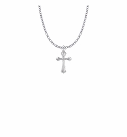 13/16 Inch Sterling Silver Pointed Ends Cross Necklace