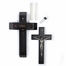 13 Inch Black Stained Wood Crucifix Sick Call Set with Pewter Corpus