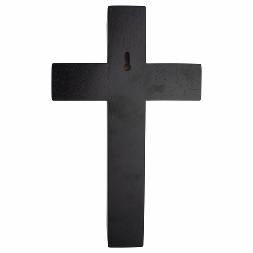 13 Inch Black Stained Wood Crucifix Sick Call Set with Pewter Corpus