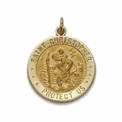 14KT Gold Navy Medal with St. Christopher on Back