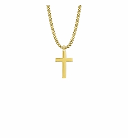 15/16 Inch Brass Gold Plated Boy First Communion Cross Necklace