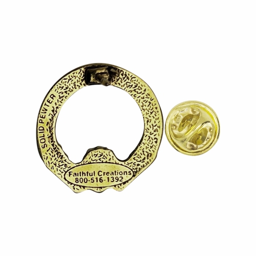 15/16 Inch Round Gold Celtic Claddagh Lapel Pin