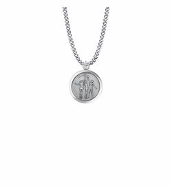 15/16 Inch Round Sterling Silver Girl's Basketball Player Medal with St. Christopher on Back