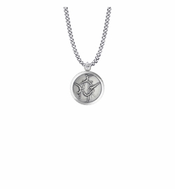 15/16 Inch Round Sterling Silver Girl's Gymnastics Medal with St. Christopher on Back