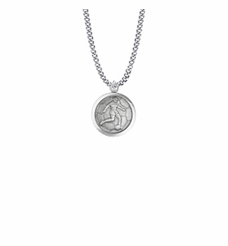 15/16 Inch Round Sterling Silver Girl's Soccer Player Medal with St. Christopher on Back