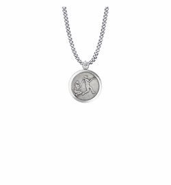 15/16 Inch Round Sterling Silver Girl's Softball Player Medal with St. Christopher on Back