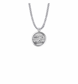15/16 Inch Round Sterling Silver Girl's Swimmer Medal with St. Christopher on Back