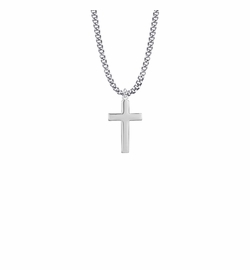 15/16 Inch Silver Plated Boy First Communion Cross Necklace