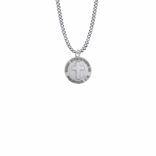15/16 Inch Sterling Silver Girl's Basketball Medal with Cross on Back