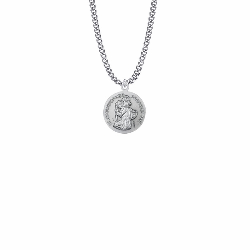 15/16 Inch Sterling Silver Girl's Cheerleading Medal with St. Christopher on Back