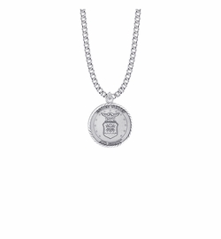 15/16 Inch Sterling Silver U.S. Air Force Medal with St. Michael on Back