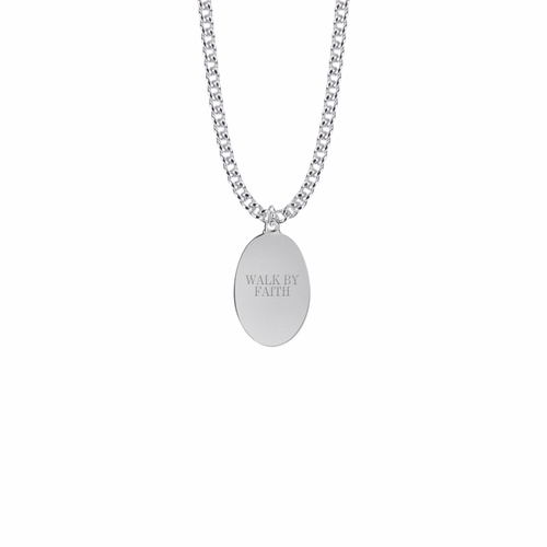 15/16 Inch Two-Tone Sterling Silver Oval St. Christopher Medal, Patron Saint of Travelers