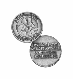15/16 x 15/16 Inch Round Fine Pewter St. Anthony Inspirational Pocket Token