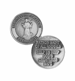 15/16 x 15/16 Inch Round Fine Pewter St. Francis Inspirational Pocket Token