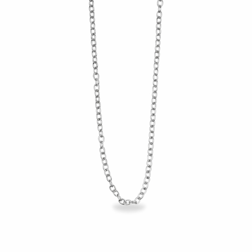 16 Inch Stainless Steel Rhodium Plated Cable Necklace Chain Carded