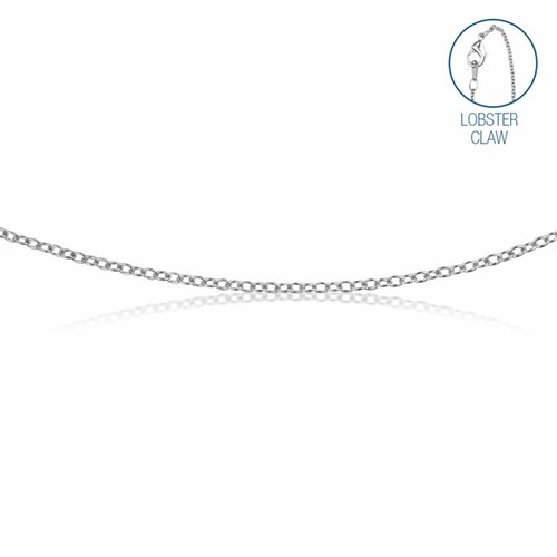 16 Inch Stainless Steel Rhodium Plated Cable Necklace Chain Carded