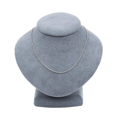 16 Inch Stainless Steel Rhodium Plated Cable Necklace Chain Carded