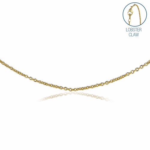 18 Inch Stainless Steel 14KT Gold Plated Cable Necklace Chain Carded