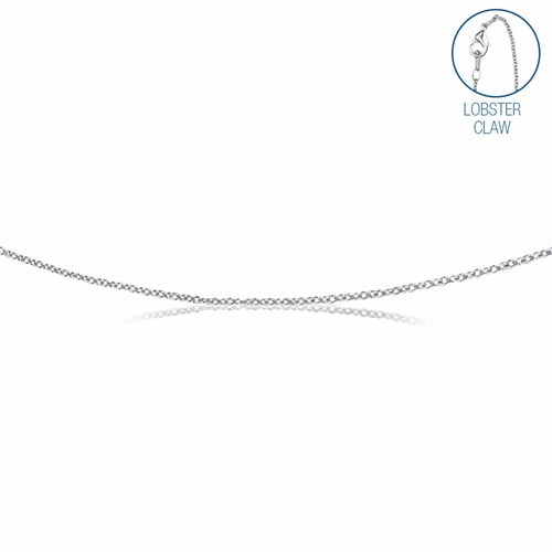 18 Inch Stainless Steel Rhodium Plated Cable Necklace Chain Carded