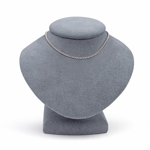 18 Inch Stainless Steel Rhodium Plated Curb Necklace Chain