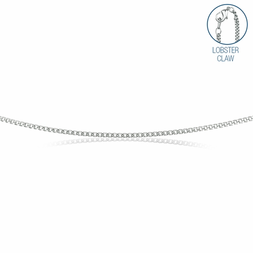 18 Inch Stainless Steel Rhodium Plated Curb Necklace Chain Carded