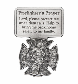 2-1/2 Inch Fine Pewter St. Florian Firefighter's Prayer Visor Clip