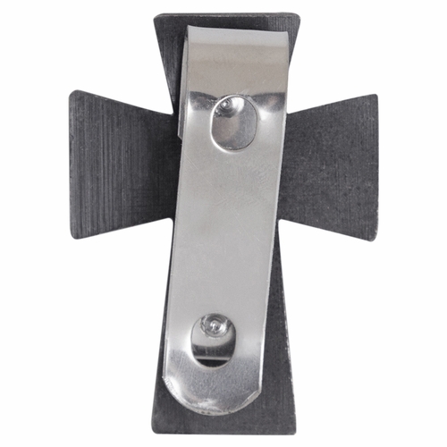 2-1/4 Inch Fine Pewter Footprints in the Sand Prayer Cross Visor Clip