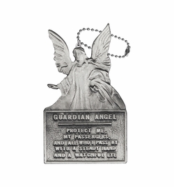 2-1/4 x 1-3/8 Inch Fine Pewter Guardian Angel Protect Me Auto Mirror Hanger