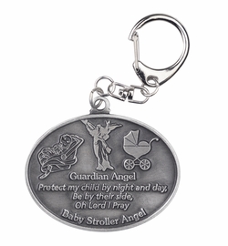 2-1/4 x 2 Inch Pewter Baby Guardian Angel Clip-On Stroller Medal
