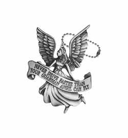 2-1/8 x 1-5/8 Inch Fine Pewter Guardian Angel Auto Mirror Hanger