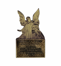 2-3/16 x 1-5/16 Inch Gold Fine Pewter Dear Lord Guardian Angel Visor Clip