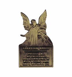 2-3/16 x 1-5/16 Inch Gold Fine Pewter Guardian Angel Prayer Visor Clip