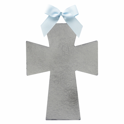 2-3/4 Inch Antiqued Pewter Baby Boy Cradle Cross