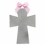 2-3/4 Inch Antiqued Pewter Baby Girl Cradle Cross