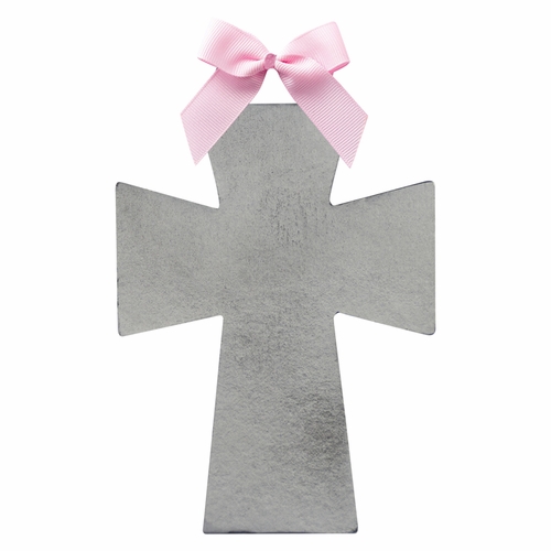 2-3/4 Inch Antiqued Pewter Baby Girl Cradle Cross