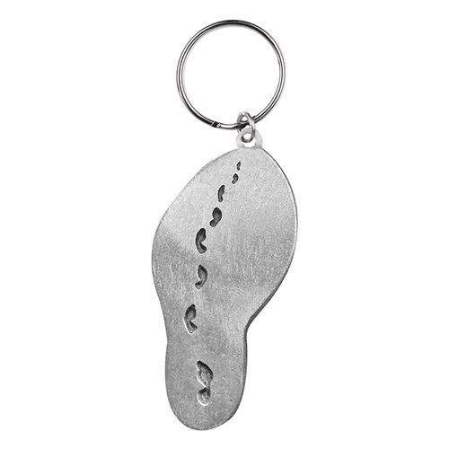 2-3/8 Inch Fine Pewter Footprints in the Sand Key Chain